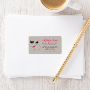 Eleganter Pink und Gray Lash Extension Schönheitss Adressaufkleber
