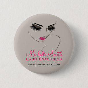 Eleganter Pink und Gray Lash Extension Schönheitss Button