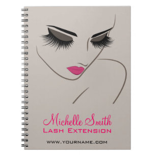 Eleganter Pink und Gray Lash Extension Schönheitss Notizblock