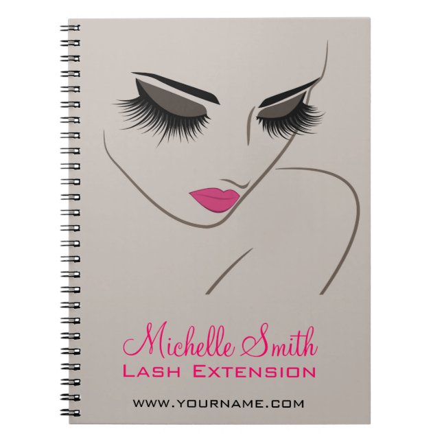 Eleganter Pink und Gray Lash Extension Schönheitss Notizblock (Vorderseite)