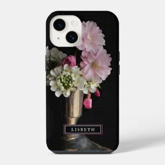 Eleganter Pink und White Floral iPhone Case 14 Hülle