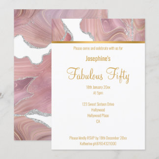 ELEGANTER PINK WHITE GOLD MARBLE CUSTOM EINLADUNG