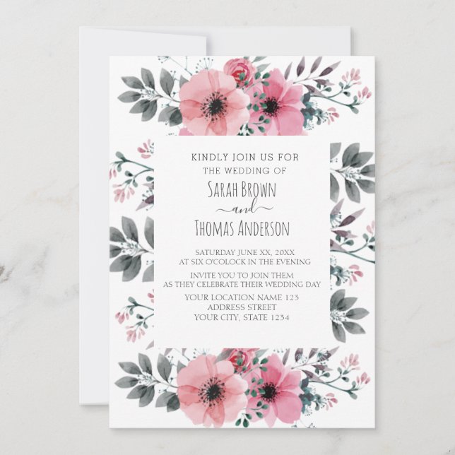 ELEGANTER PINK & WHITE INVITE EINLADUNG (Vorderseite)