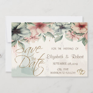 Eleganter Pinselstrich, Floral Save The Date