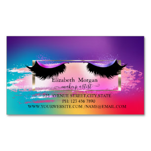 Eleganter Pinselstrich, Rahmen Holografische Faux  Magnetische Visitenkarte