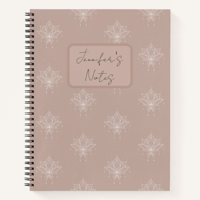 Eleganter Plaster Pink Peach Hübsch Floral Lotus Notizbuch (Vorderseite)