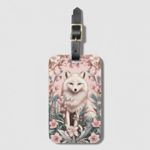 Eleganter Polarfuchs Rosa Blüten Gepäckanhänger