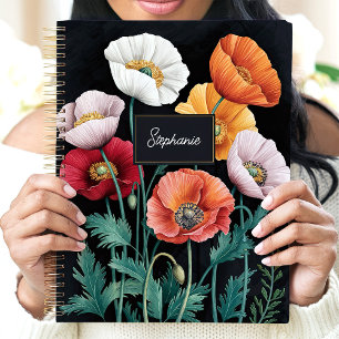 Eleganter Poppy Floral Individuelle Name Planer