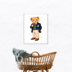 Eleganter Preppy-Polo-Teddybär Poster