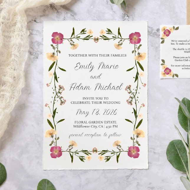 Eleganter Pressed Wildblume Garden Boho Wedding Einladung (Von Creator hochgeladen)