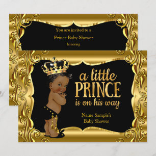 Eleganter Prinz Baby Shower Schwarz Gold Ethnisch Einladung