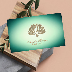 Eleganter professioneller Glitter-Lotus-Blume Grün Visitenkarte