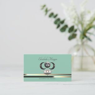 Eleganter professioneller Lotus-Mond-Streifen Mint Visitenkarte