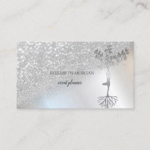 Eleganter professioneller Silber-Bokeh-Baum Frauen Visitenkarte