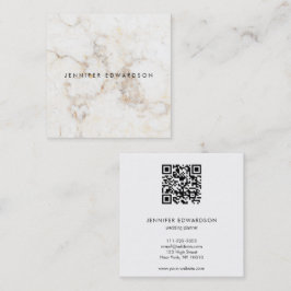 Eleganter QR-Code aus weißem Goldmarmor beruflich Quadratische Visitenkarte