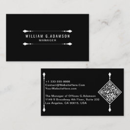 Eleganter QR Code | Berufliches, modernes Schwarz Visitenkarte