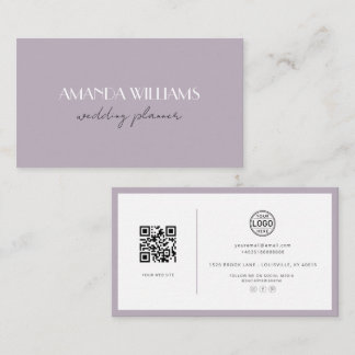 Eleganter QR Code Card Social Lavender Business Ca Visitenkarte