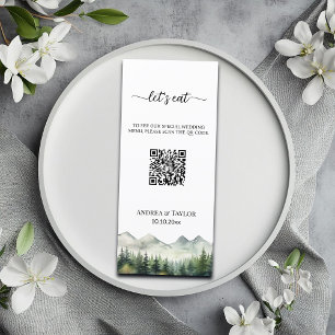 Eleganter QR-Code für Hochzeit Mountains and Pines Menükarte