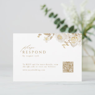 Eleganter QR-Code für Hochzeiten mit moderner Gold RSVP Karte