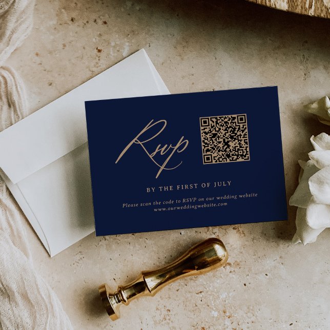 Eleganter QR-Code für Hochzeiten und Hochzeitskall RSVP Karte (Von Creator hochgeladen)