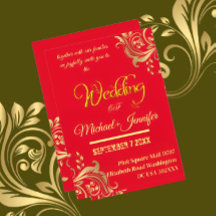 Eleganter QR-Code für Red and Gold Wedding