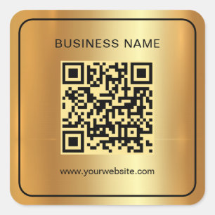 Eleganter QR-Code für Schwarz & Gold Scan Quadratischer Aufkleber