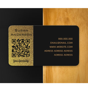 Eleganter QR-Code für Schwarz und Gold Visitenkarte