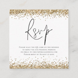Eleganter QR Code Gold Glitzer Wedding RSVP Begleitkarte