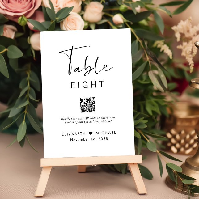 Eleganter QR-Code Hochzeitsempfang Tischnummer (Von Creator hochgeladen)