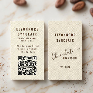 Eleganter QR-Code mit geprägter Schokoladen-Textur Visitenkarte