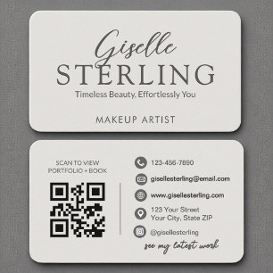 Eleganter QR Code Modernes Schiefergraues Skript Visitenkarte