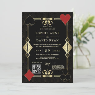 Eleganter QR Code Roaring 20er Jahre Gold Art Deco Einladung