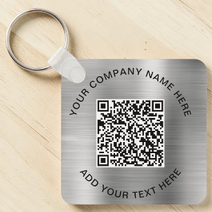 Eleganter QR-Code Werbeanhänger Silber Schlüsselanhänger