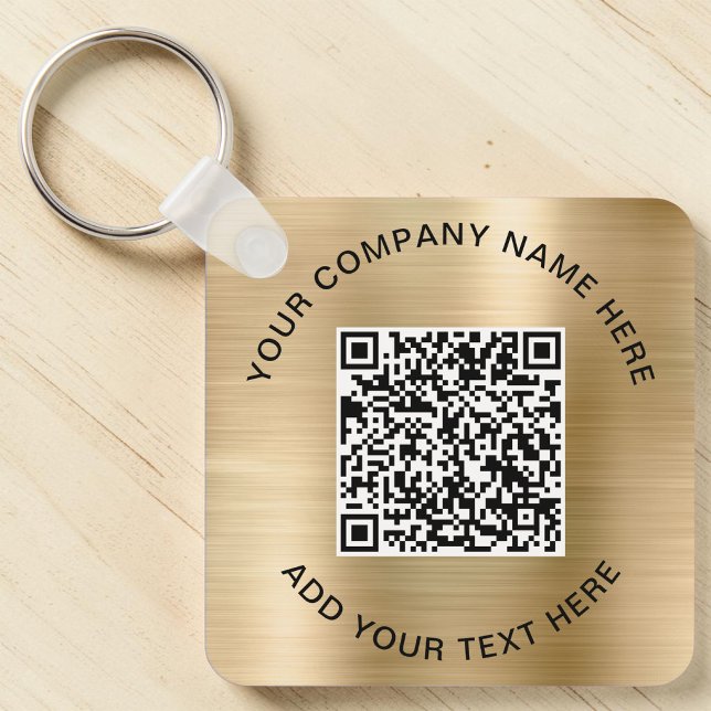 Eleganter QR Code WerbeGold Schlüsselanhänger (Elegant QR Code Promotional Gold Keychain)