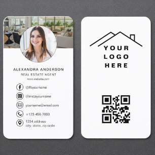 Eleganter QR-Logo-Headshot für Real Anwesen Visitenkarte