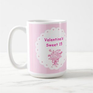 Eleganter Quinceañera-Blumenstrauß   Rosa & Weiß  Kaffeetasse