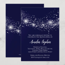 Eleganter Quinceañera Glitzer Navy Blue Invites