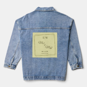 Eleganter Rahmen auf Himmelgelbem Monogramm-Hochze Jeansjacke