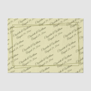 Eleganter Rahmen auf Himmelgelbem Monogramm-Hochze Seidenpapier
