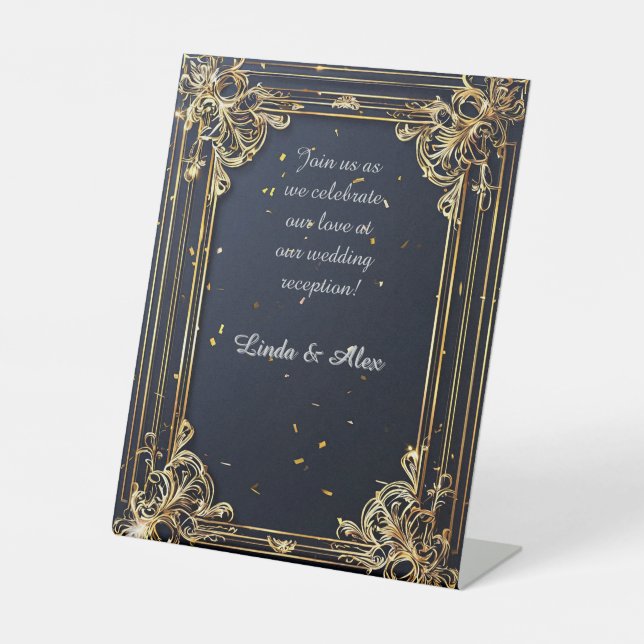 Eleganter Rahmen für Hochzeiten Sockelschild (Vorderseite)