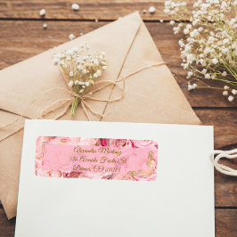 Eleganter Rahmen Gold Rosa Rose Floral Quinceñera