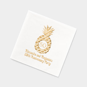 Eleganter Rahmen mit Ananas zum Jubiläum Servietten Mit Folie