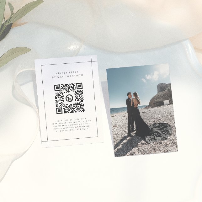 Eleganter Rahmen Modernes Foto QR Code Hochzeit RS Begleitkarte (Von Creator hochgeladen)