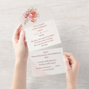 Eleganter Rahmen Personalisierte Hochzeit All In One Einladung