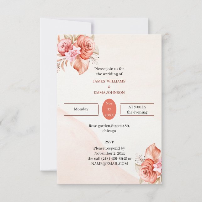 Eleganter Rahmen Personalisierte Hochzeit Einladung (Vorderseite)