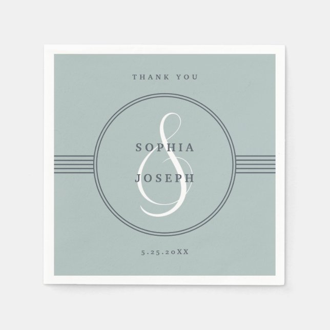 Eleganter Rahmen | Sea Glass Wedding Napkins Serviette (Vorderseite)