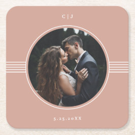 Eleganter Rahmen | Terracotta Foto Wedding Rechteckiger Pappuntersetzer