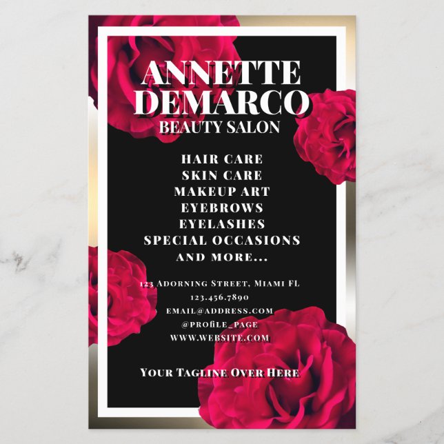 Eleganter Rahmen und Rose Flyer (Vorne)