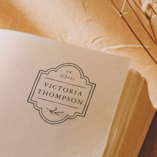 Eleganter Rahmen Zarte Blätter Ex Libris Buchzeich Gummistempel