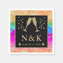 Eleganter Rainbow Glitzer Agate und GoldWedding
